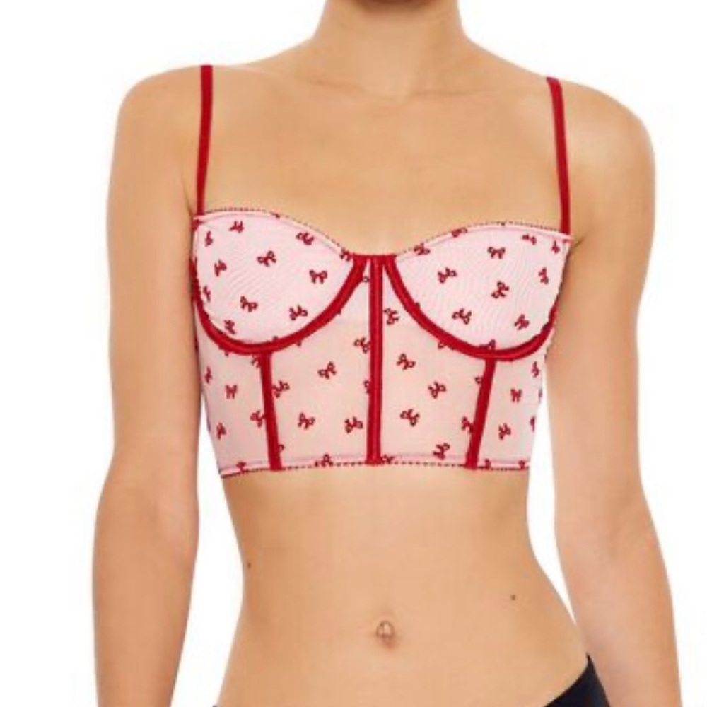 Forever 21 Sweetheart Bow Bustier Crop Top Lingerie